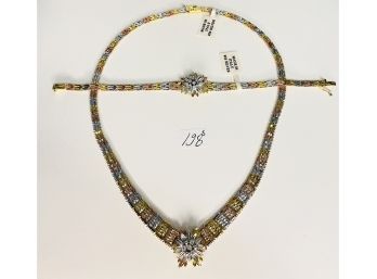 # Elegant Sterling Silver Necklace And Bracelet Set #198