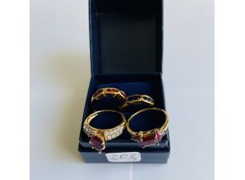 #  Lot Of 4 Gold Plated 925 Silver Rings #203