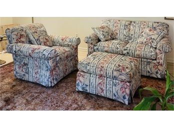 Beautiful Set Of Rowe Furniture Love Seat, Chair And Ottoman (like New)  #97