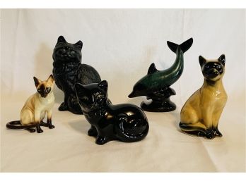 Vintage Cast Iron Cat, Collectible Dolphin And Cats #51
