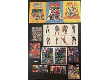 Marvel Super Heroes Lot Includes Character Cards And Books  #198