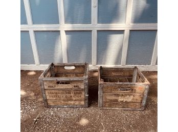 Deary Bros Vintage Metal And Wood 2 Crates Staten Island Farms NY #118