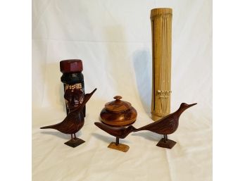 Carved Wood Jamaican Figurines And Drum Percussion  #3