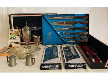 Vintage Kitchen Knife Sets, Bar Set, Bowl, Salt & Pepper Shakers, Teapot And Creamer #30