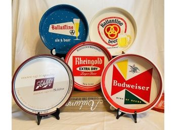 Lot Of 5 Vintage Collectible Metal Beer Trays 13' #11