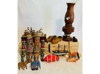 Mixed Lot Of Vintage Wooden Hand Carved Items #80