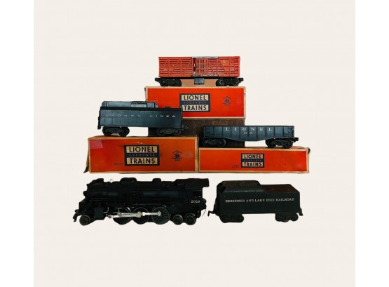 O Gauge Lionel Postwar 2026 Steam Locomotive, Whistling Tender, Cattle Car And Gondola Car #83