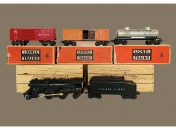 Vintage Lionel Trains Lot Includes Lionel  #1110 Engine Locomotive And Tender And Box Cars #82