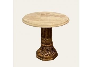 Stunning Round Marble Top Table By General Art Of Saint Louis Creations With Original Labels On Top&bottom#91
