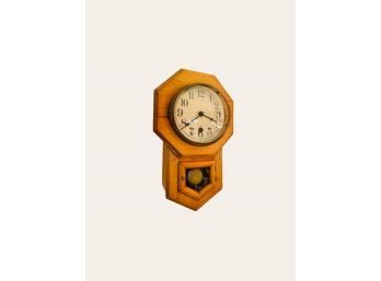 The Waterbury Clock Company Chime Pendulum Wall Clock With The Key #23
