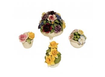 Beautiful Lot Of 4 Vintage Radnor Bone China Flower Bouquets #106