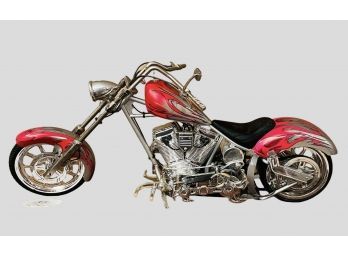 Iron Legends Diecast Model Toy Zone Red Silver Flame Motorcycle Model  #119
