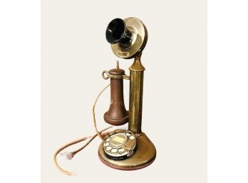 Antique Brass American Bell Telephone Candlestick Phone With Dial #113