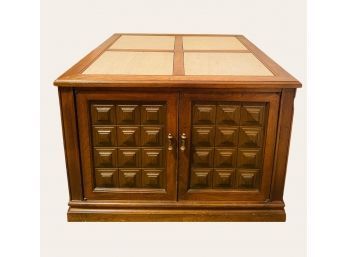 Mid Century Modern Tile Top 2 Door Cabinet Side Table 19.5 X 28   #62