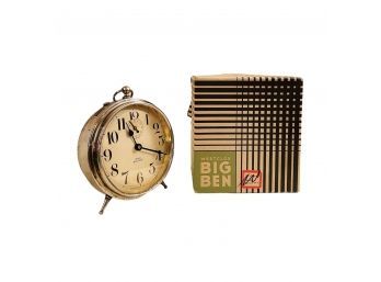Rare 1918 Westclox Big Ben Nickel Alarm Clock With Original Box In A Good Working Condition  #154