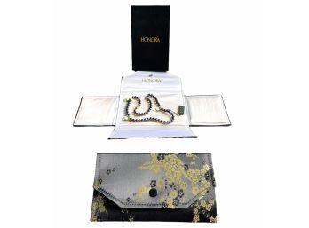 Honora Necklace Black Pearl Freshwater In Original Box #22
