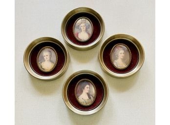 Cameo Creations Portraits Set Of 4 Surrounded By Red Velvet And Covered In Domed Glass #212