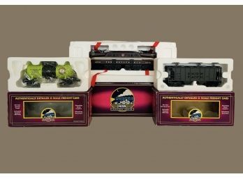 Lot Of Vintage MTH Electric Trains Pennsylvania GG-1 Locomotive And 2 Cars In Original Boxes #68