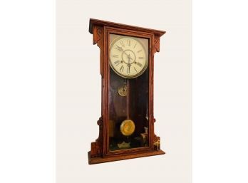 Antique Waterbury Clock C. 1900 With Key. Fully Operational And Functions As Intended 25'H X 15'W #20