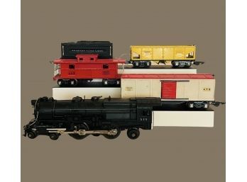 American Flyer 545 Steam Locomotive Train Engine O Gauge, Tender And American Flyer Hopper And Cars #81