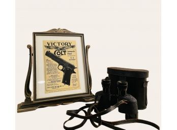Vintage U.S. Army Binocular 6X30 Wollensak Optical Company W/original Case & USA Victory Colt Magazine Ad #158