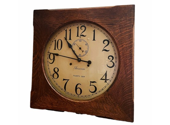 Ansonia 30-Day Wall Clock Cased In Wood Comes With Key Tested And Works #26