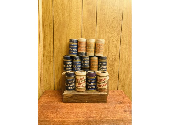 Rare Antique From The 1800s To The Early 1900s Edison Cylinder Phonograph Records 13 Pcs In Original Cases#131