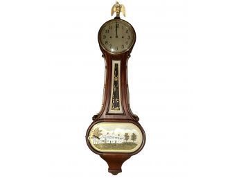 New Haven 'wilson' 30 Day Banjo Clock With Key Original Label On The Back Clock Tested And Works  #28