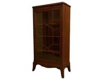 Antique American Mahogany Glass Front Cabinet/bookcase With 4 Shelves And Key  #81