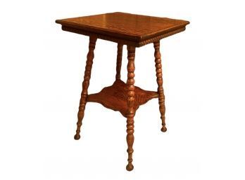 Antique American Oak Turned Leg Parlor Table 29 X 20  #97