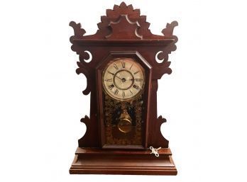 Rare Antique New Haven 8 Day Striking Shamrock Clock W/key, Tested And Works Clock Is In Great Condition #19