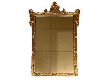 Antique Carved Wood Mirror With Gold Gilt Finish #87