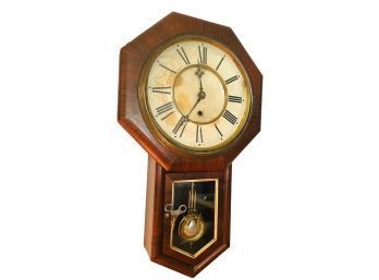 Stunning Antique Gilbert Octagon Clock With Key Features Ornate Clock Pendulum Has Original Paper Label #60