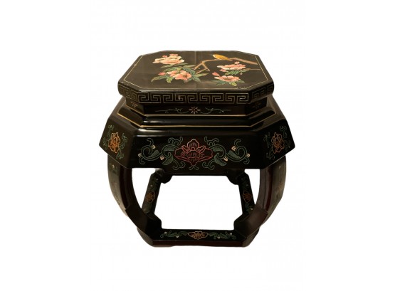Unique Oriental Hand Crafted Black Lacquer Tianjin Stool/Side Table (Never Used Was Kept In The Storage)  #31