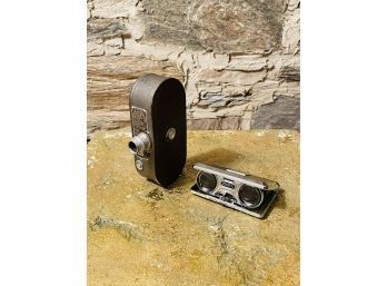 Vintage Keystone 8mm Film Camera And Vintage Pocket Binocular #58