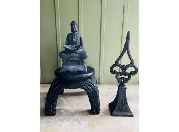 Crested Finial Statue, Very Heavy Cast Iron Stool Sculpture Base Plant Stand, Buddha Statue Lightweight #130