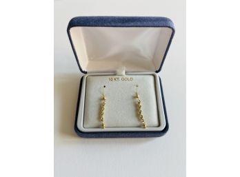 Beautiful 10K Gold Chain Drop Earrings #19
