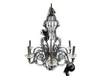 Beautiful Chandelier In Brushed Black Finish Clear Crystal Balls & Insert And  Clear Plastic Beading  #120