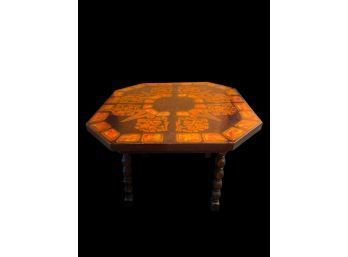 Moroccan Hand Crafted And Hand Painted Wood And Resin Table 30X44     #81
