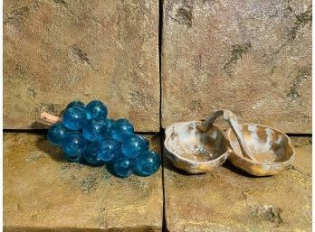 Mid Century Modern Home Decor Cluster Of Blue Grapes And Stangl Candy Dish #144