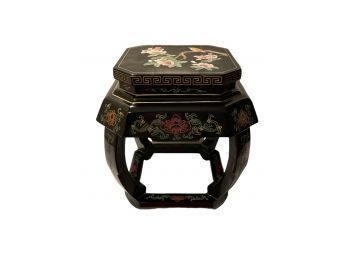 Unique Oriental Hand Crafted Black Lacquer Tianjin Stool/Side Table (Never Used Was Kept In The Storage)  #30