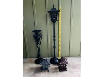 Collection Of 4 Vintage Cast Iron Candle Holders Lanterns #129