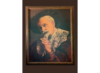 Man With Pipe Wall Art Painting Canvas Print In Vintage Frame 31.5' X 25.5'   #5