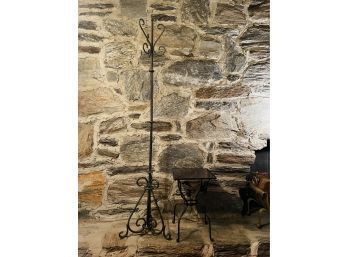 Rustic Iron Coat Rack 69'H  And Side Table 20'H X 12'D #38