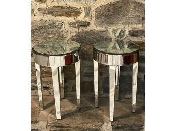 Pair Of Mid Century Modern Mirror End Tables 24'H X 16'D  #52