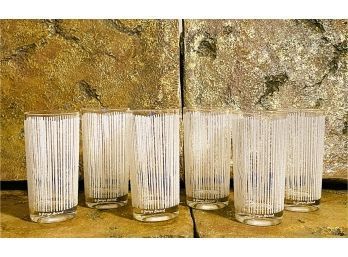 Mid Century Modern Georges Briard Signed White Glasses Set Of 6 - Great Condition #141