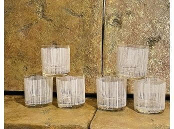 Mid Century Modern Georges Briard Signed White Glasses Set Of 6 - Great Condition #142