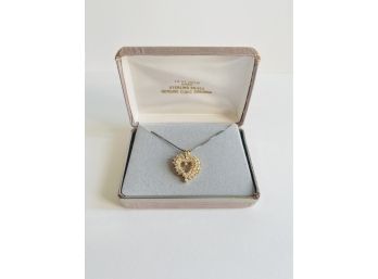 18K Yellow Gold Over Sterling Silver Heart Pendant With Chain #1