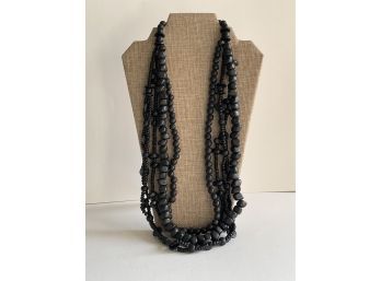 Vintage Seed Beads Or Light Wood Necklace #44