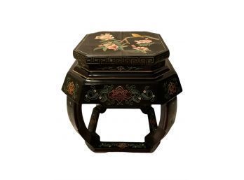 Unique Oriental Hand Crafted Black Lacquer Tianjin Stool/Side Table (Never Used Was Kept In The Storage)  #31